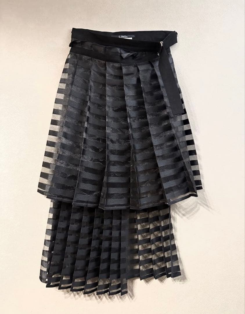 リミフゥ LIMI feu 20SS ボーダーOG組合アシメ巻きプリーツスカート