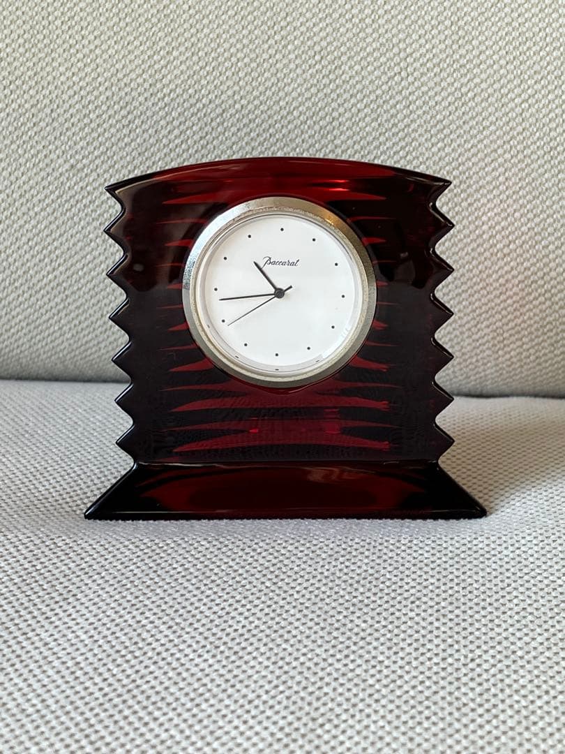 バカラ置き時計　クリスタルレッド 電池交換済み