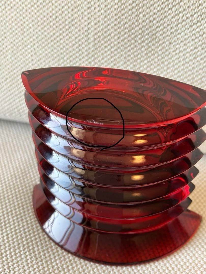 バカラ置き時計　クリスタルレッド 電池交換済み