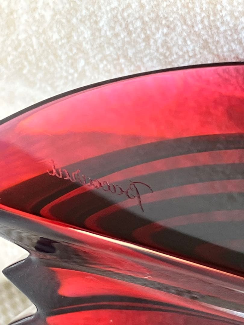 バカラ置き時計　クリスタルレッド 電池交換済み