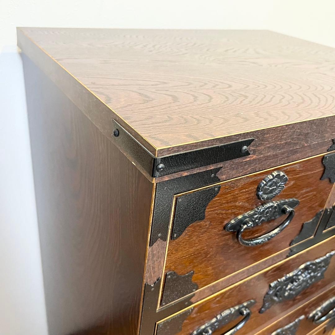 【極美品】民芸家具 5段チェスト 整理箪笥 時代箪笥 収納家具 欅材 和家