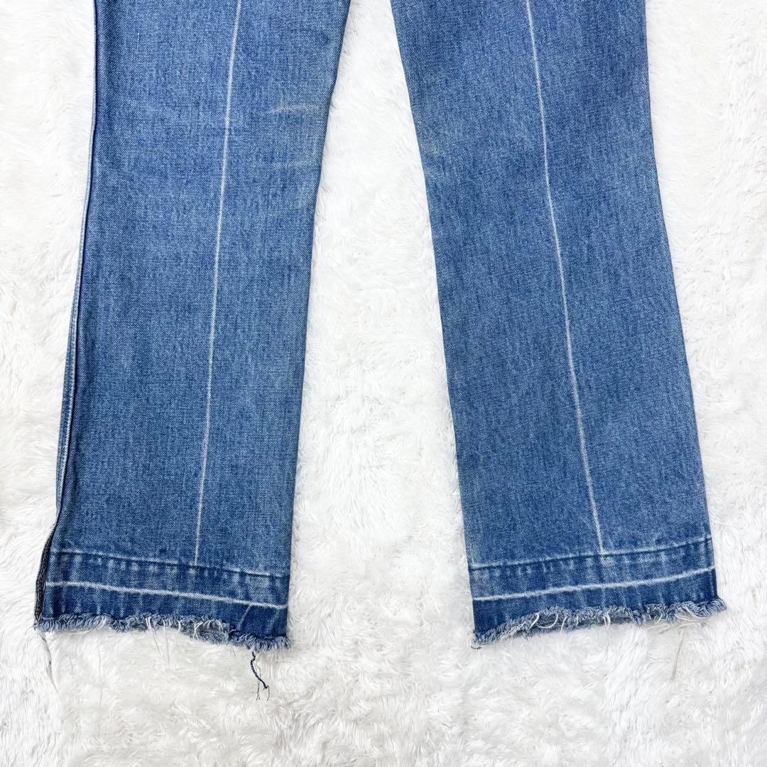 【良品】フミカウチダ　センタープレスデニム　ブーツカットフリンジ　フレア　36