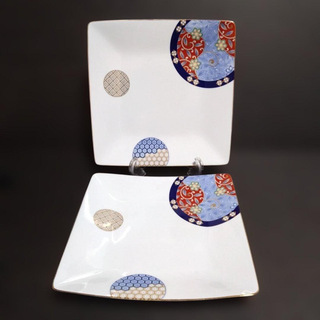 未使用 波佐見焼 西山窯 Ｓａｓｈ（サッシュ）プレートＬ 2枚　お祝い