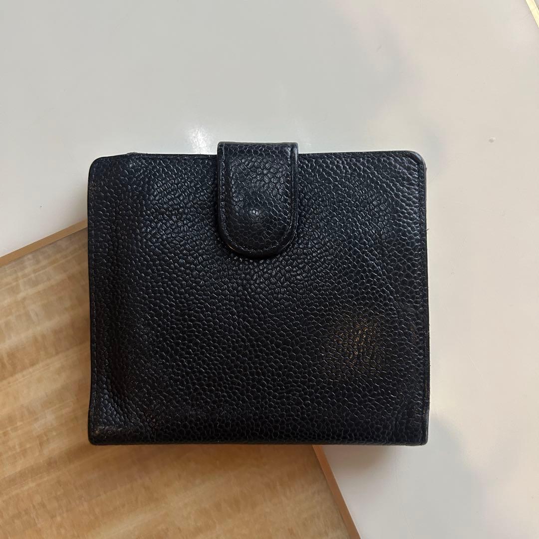 CHANEL ココマーク 二つ折り財布 キャビアスキン ブラック