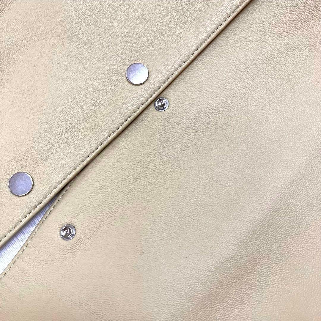 未使用タグ付JOSEPH◆羊革ノーカラーレザーブルゾン38クリーム色10万