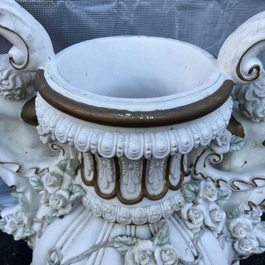 A-1 西洋アンティーク調 天使 薔薇 大型花瓶 オブジェ 置物 ロココ調