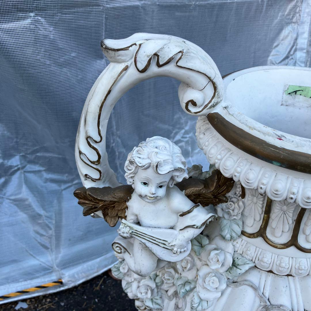 A-1 西洋アンティーク調 天使 薔薇 大型花瓶 オブジェ 置物 ロココ調