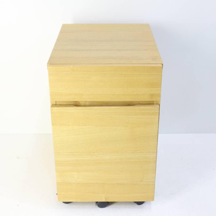 無印良品 タモ材 キャビネット デスクワゴン ドロワー キャスター付き