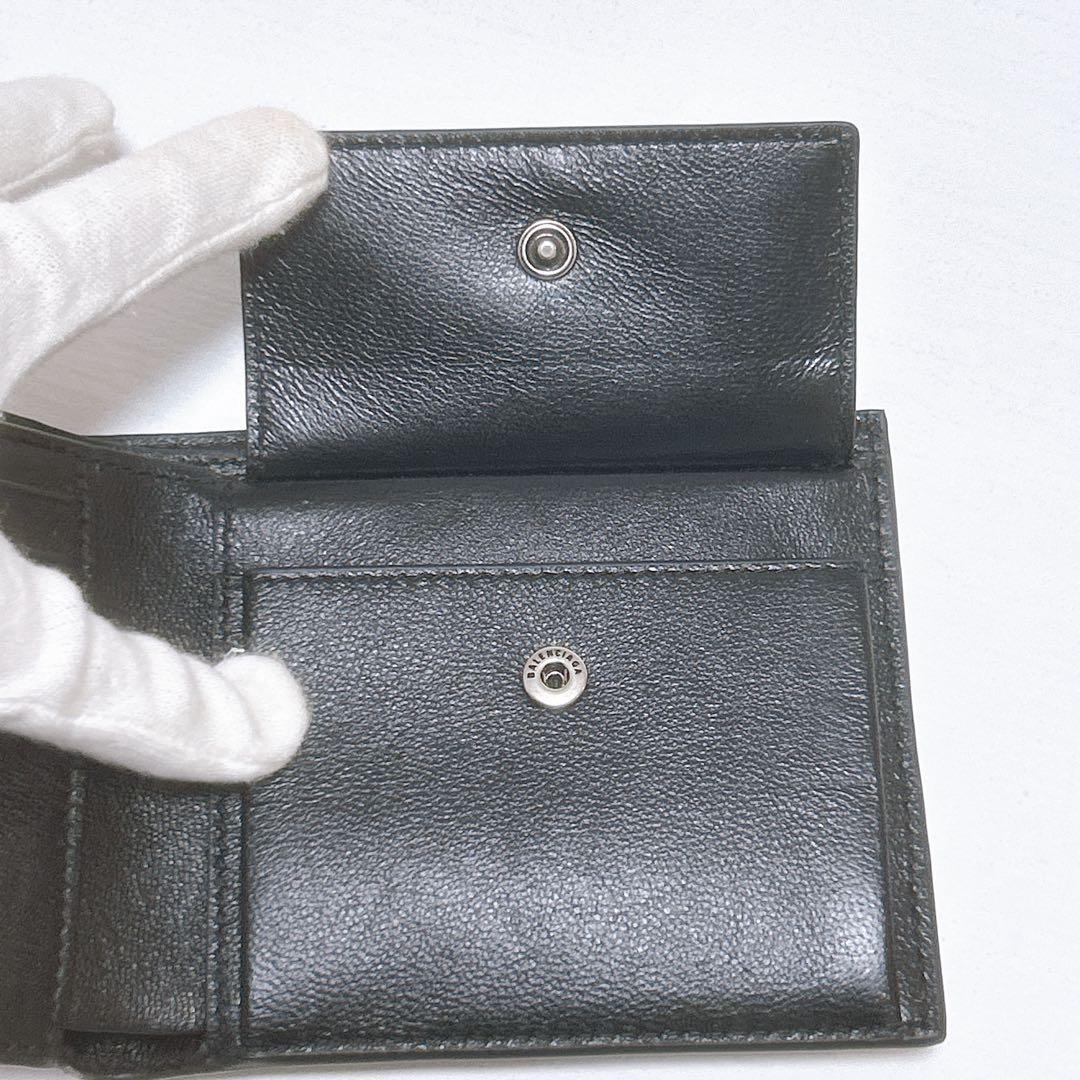 バレンシアガ 二つ折り財布 レザー ブラック 現行 未使用