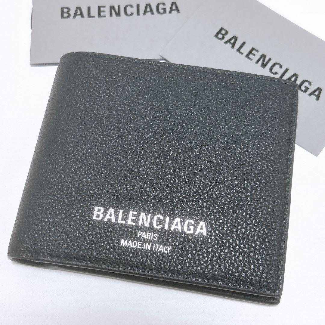 バレンシアガ 二つ折り財布 レザー ブラック 現行 未使用