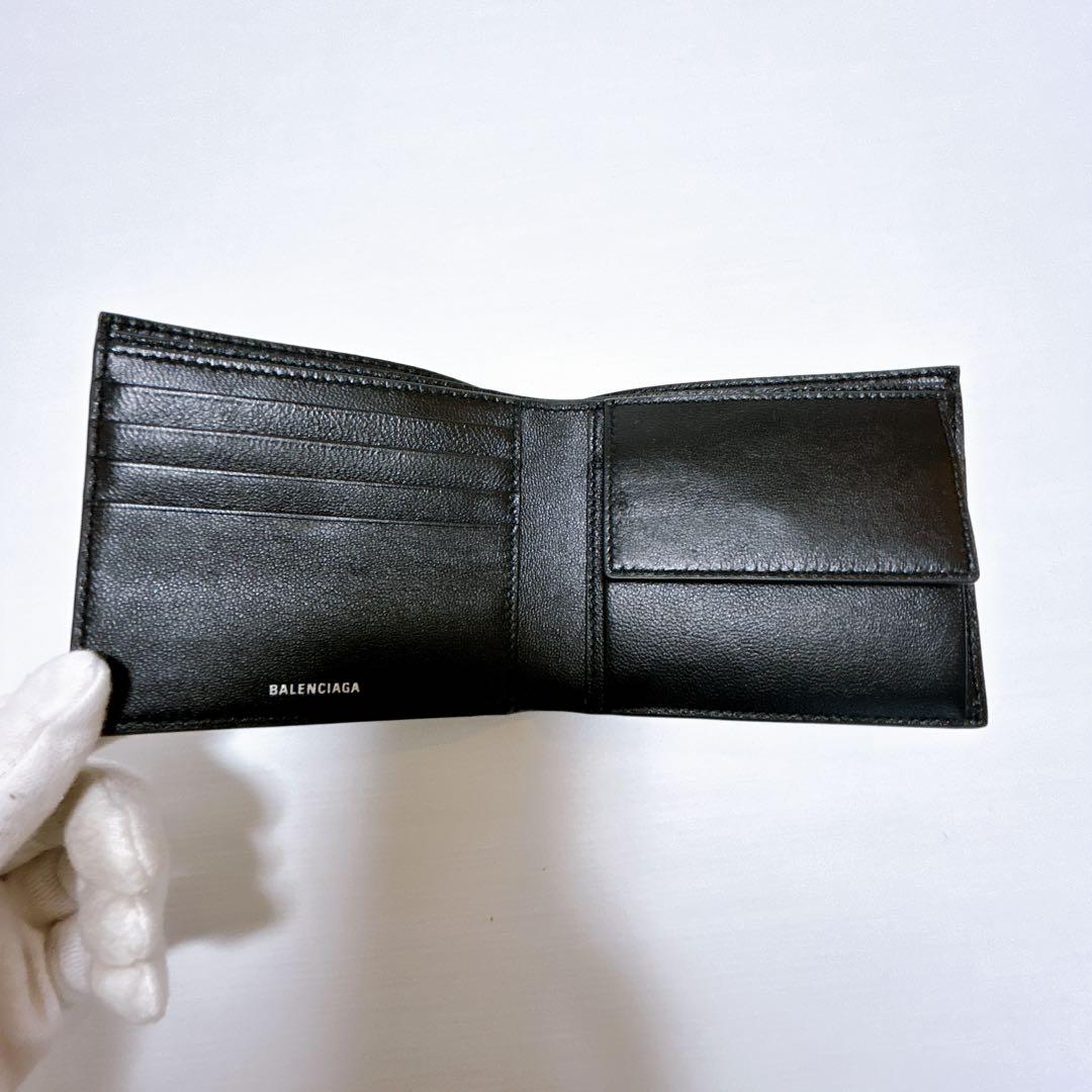 バレンシアガ 二つ折り財布 レザー ブラック 現行 未使用