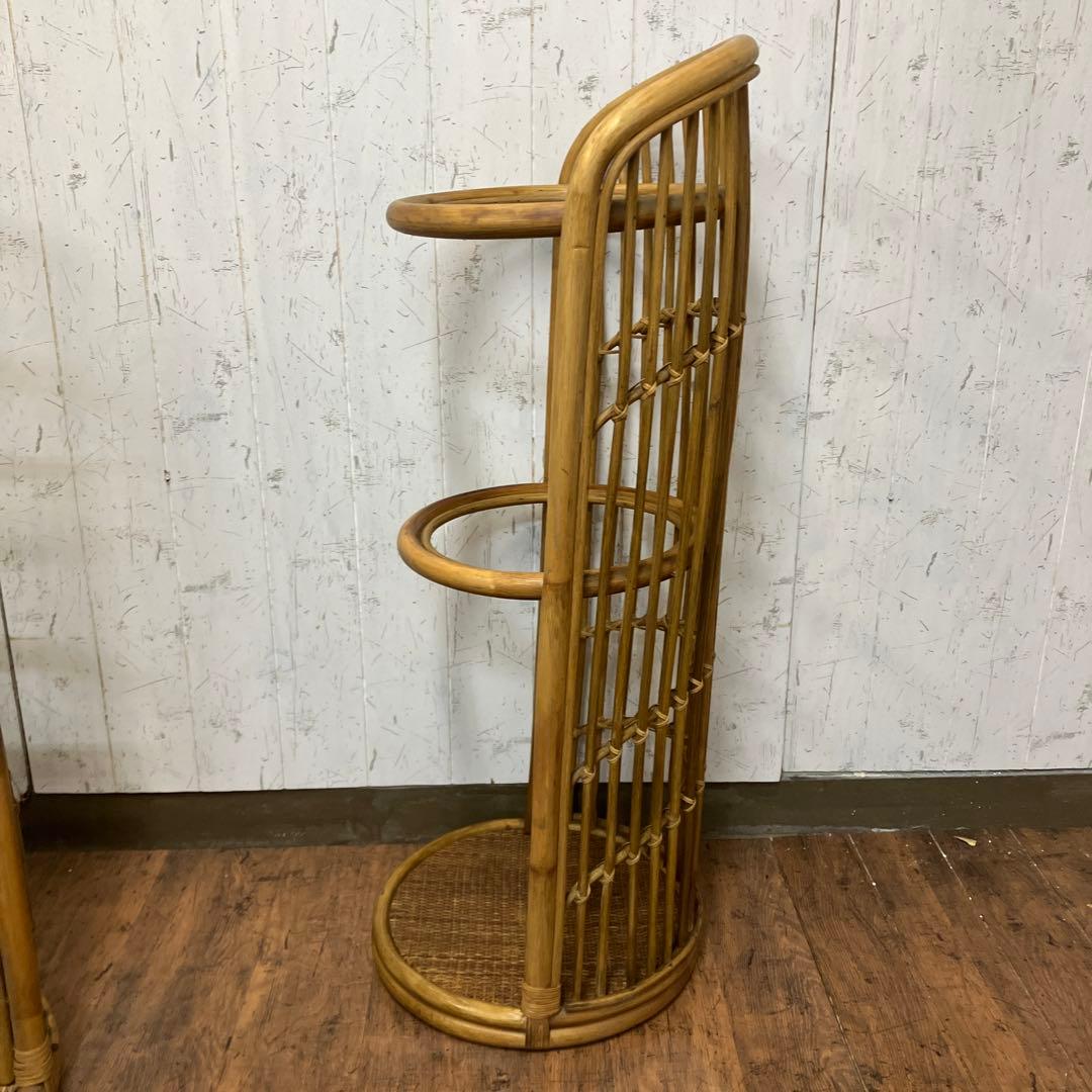 A4② ラタンフラワースタンド プランタースタンド ラタンラック 飾り棚 古道具