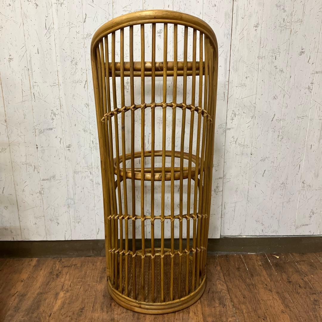 A4② ラタンフラワースタンド プランタースタンド ラタンラック 飾り棚 古道具