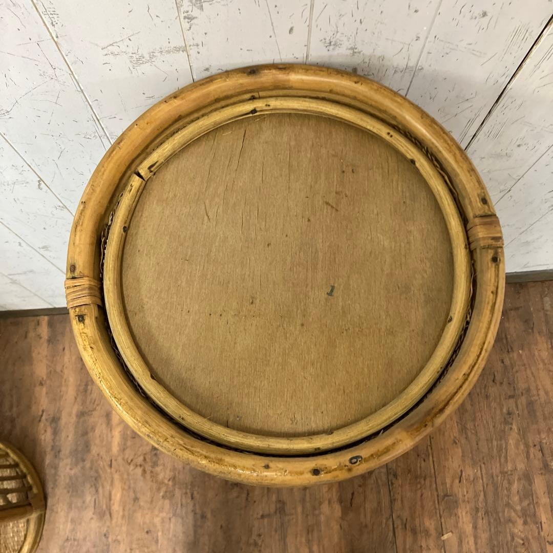 A4② ラタンフラワースタンド プランタースタンド ラタンラック 飾り棚 古道具