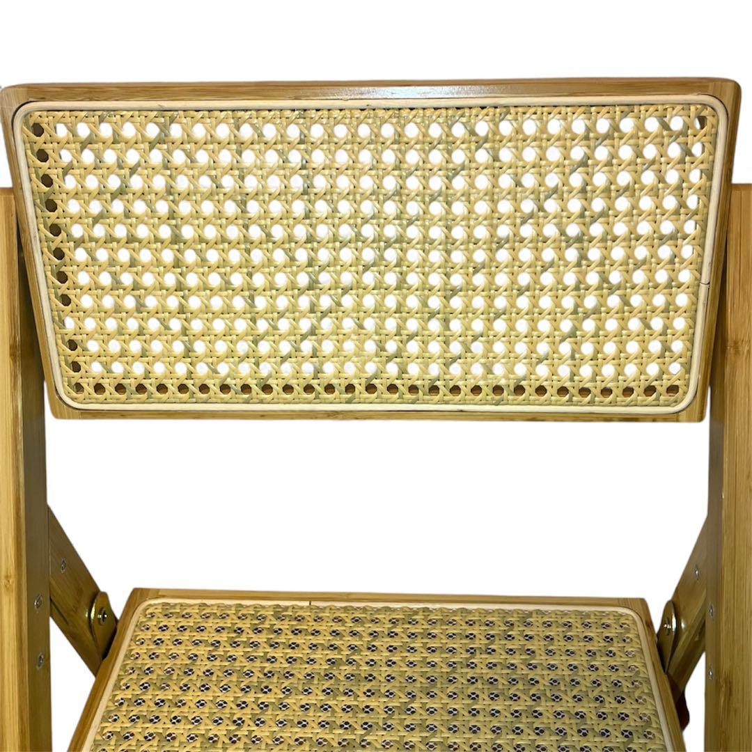 ラタン ダイニングチェア 2脚セット 北欧風 韓国風 折り畳み 座椅子