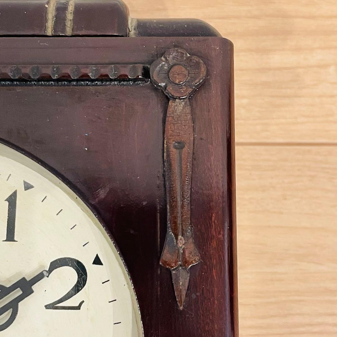 昭和レトロ アンティーク 津田時計 振り子時計 木製枠 掛時計 ゼンマイ式