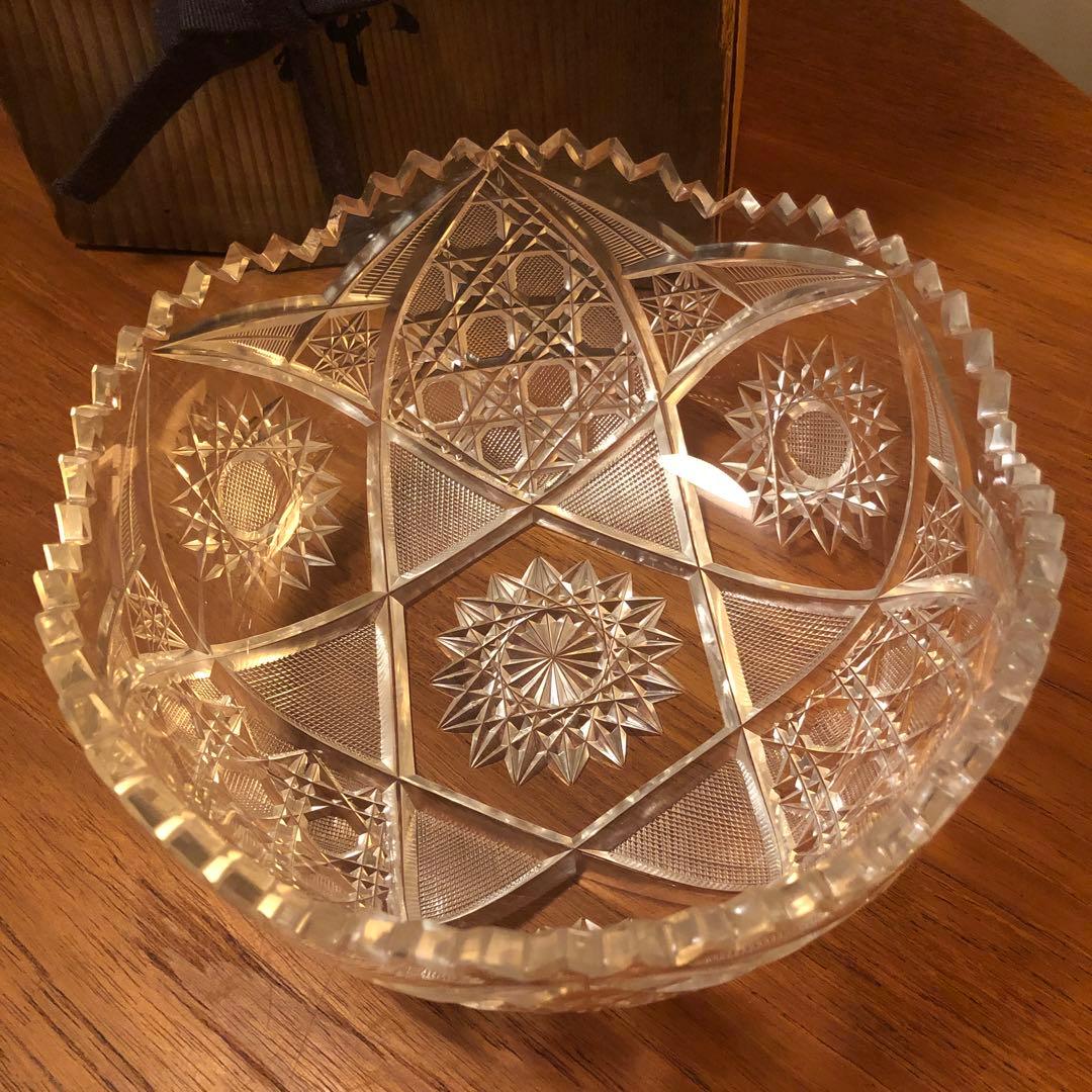 切子鉢　切子　時代物　そうめん鉢　アンティーク