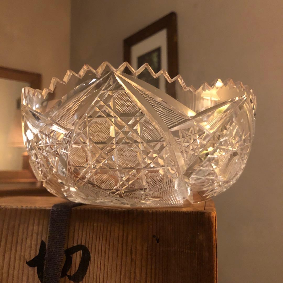 切子鉢　切子　時代物　そうめん鉢　アンティーク