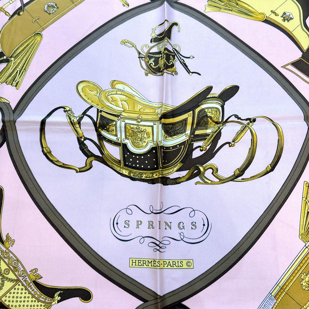 【タグあり】エルメス カレ90 SPRINGS シルクスカーフ ピンク系