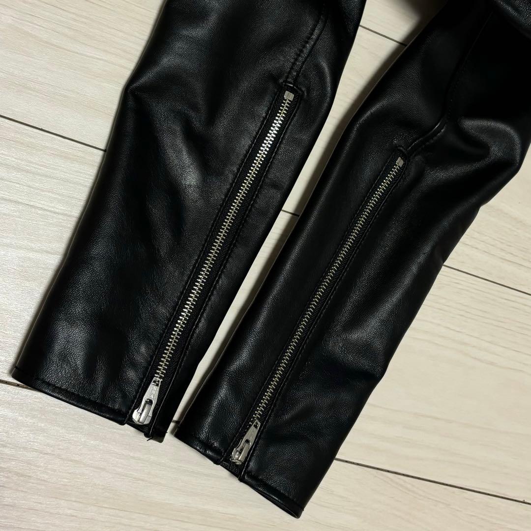 LE CIEL BLUE ミニマル ラムレザー ライダースジャケット 36