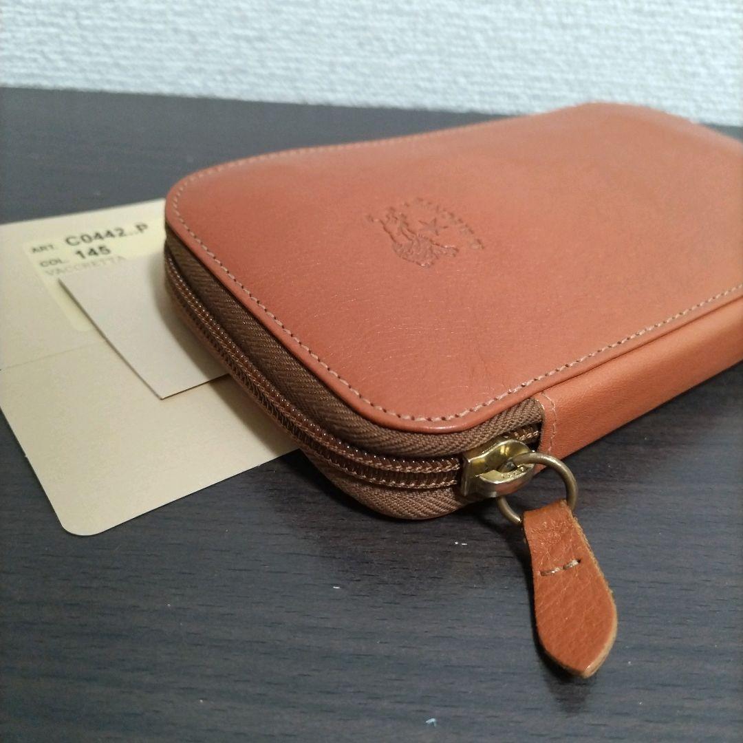 新品 イルビゾンテ 本革 レザー ウォレット ファスナー 財布 キャラメル 茶