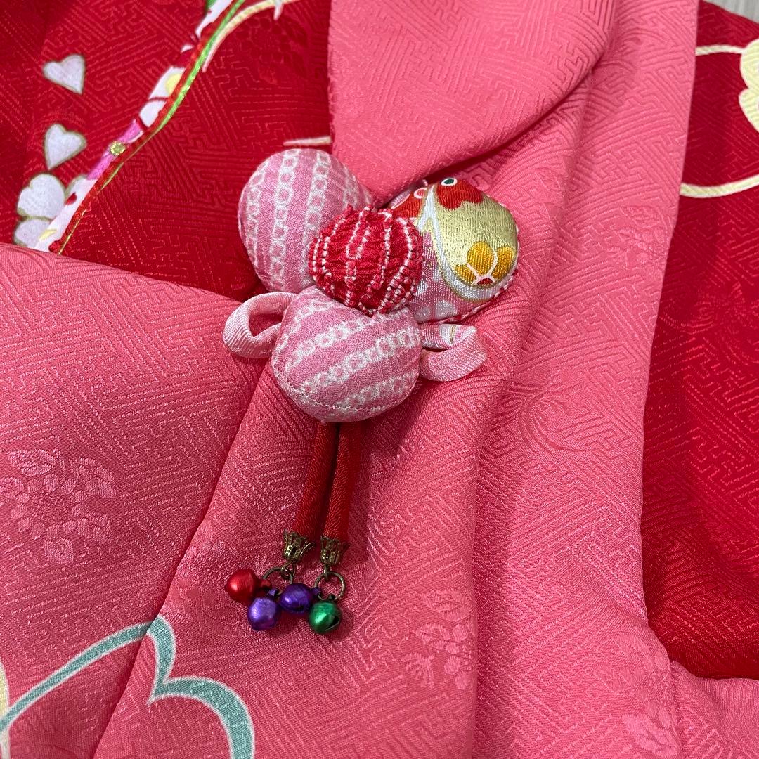 《七五三》3歳 正絹お着物セット 正絹被布 草履 バッグ 髪飾り付き