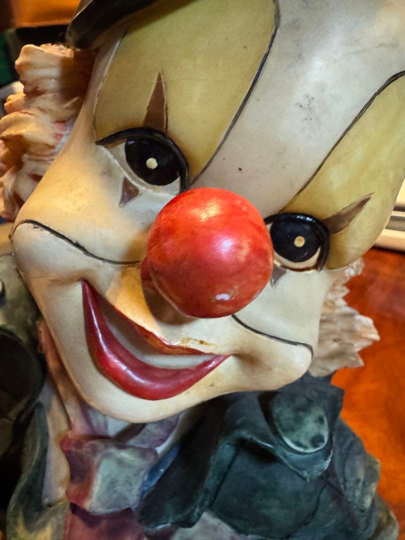 昭和レトロ　ビンテージピエロ造形置物石膏製？作者不明