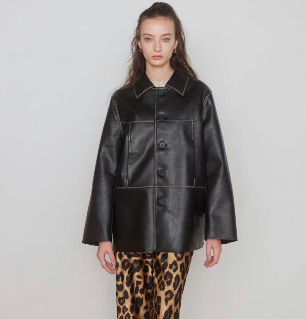 【SeaRoomlynn】Vintage ECOレザーシャツジャケット