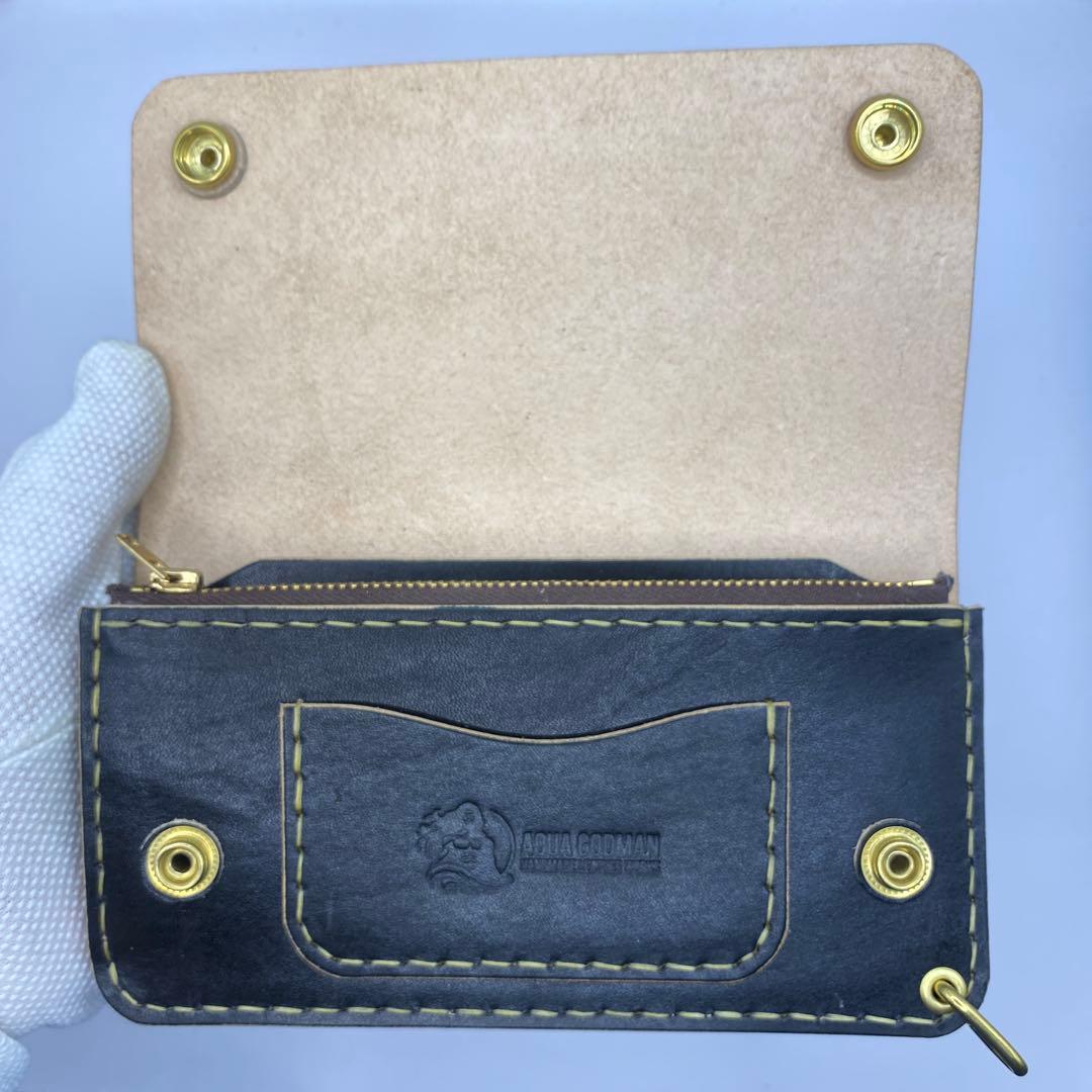 【ハンドメイド】本革 ロング トラッカーウォレット マチあり/小判かん