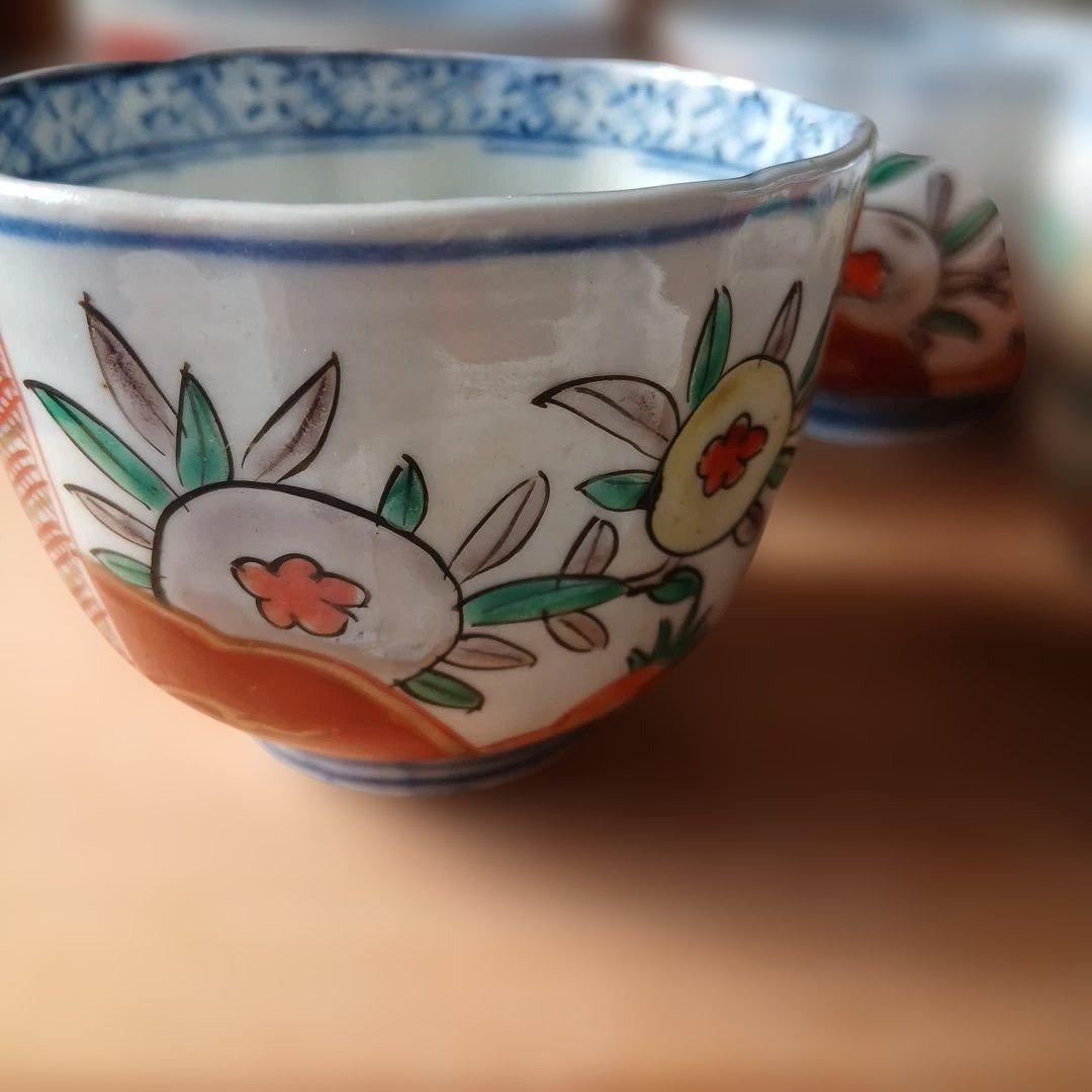 アンティーク手書き小鉢 花柄と幾何学模様の陶磁器小鉢31個セット