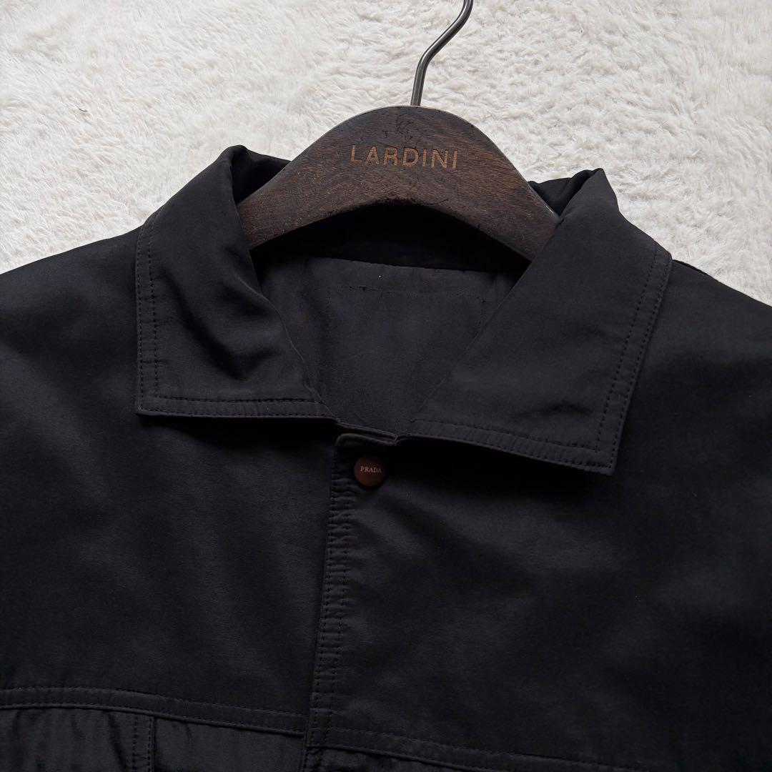 【美品】プラダスポーツ 中綿ジャケット トラッカー型 ロゴラバータグ 黒 XL