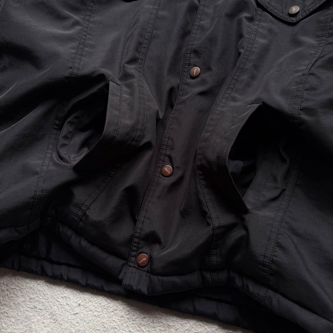 【美品】プラダスポーツ 中綿ジャケット トラッカー型 ロゴラバータグ 黒 XL