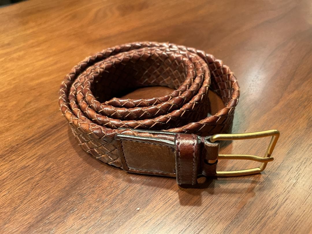 Giorgio Armani 編み込みレザーベルト（男女兼用）