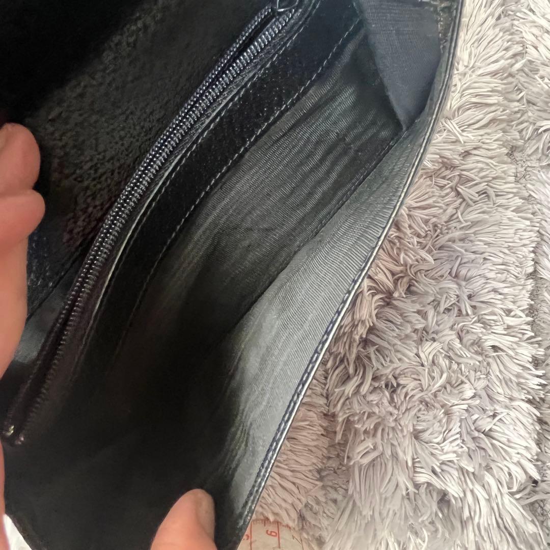 美品✨GUCCI G金具フラップ　レザー　ブラック　長財布　シルバーロゴ　メンズ