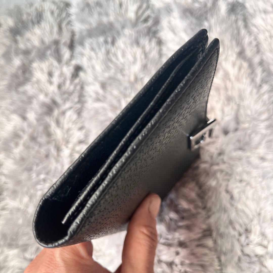 美品✨GUCCI G金具フラップ　レザー　ブラック　長財布　シルバーロゴ　メンズ