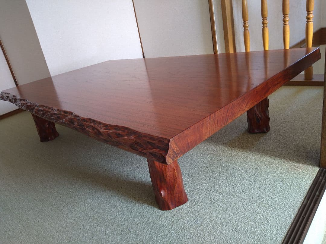 高級 純和風 座敷机 座卓 天然木 無垢材 一枚板 レトロ アンティーク