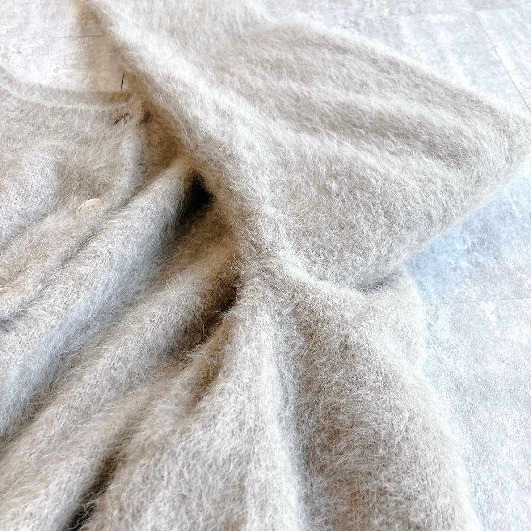 美品☆オメカシ　 ファーカシミヤ　カーディガン 2WAY モカ　Fサイズ