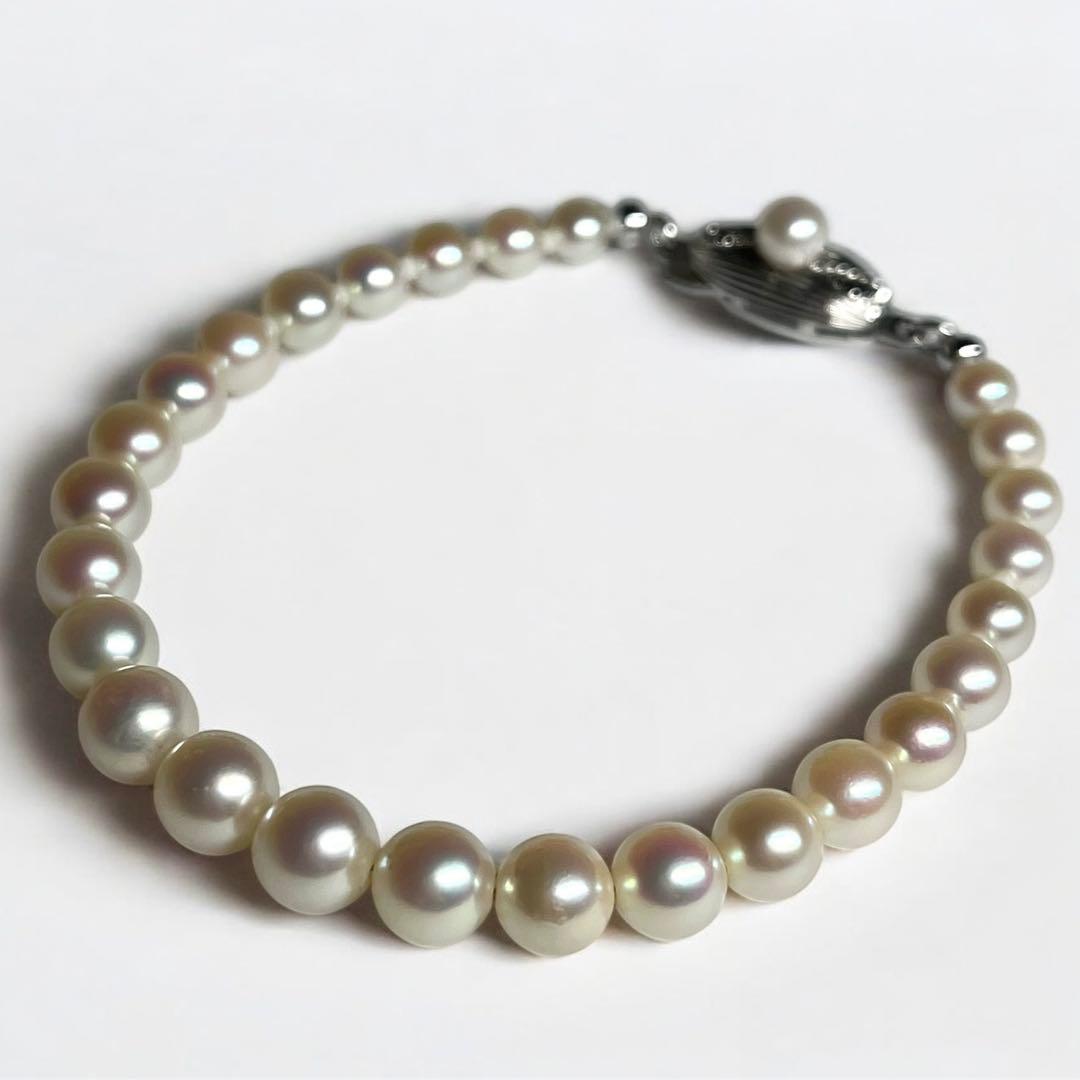 照り良✨あこや真珠 4.6-6.6mm グラデーションブレスレット シルバー刻印