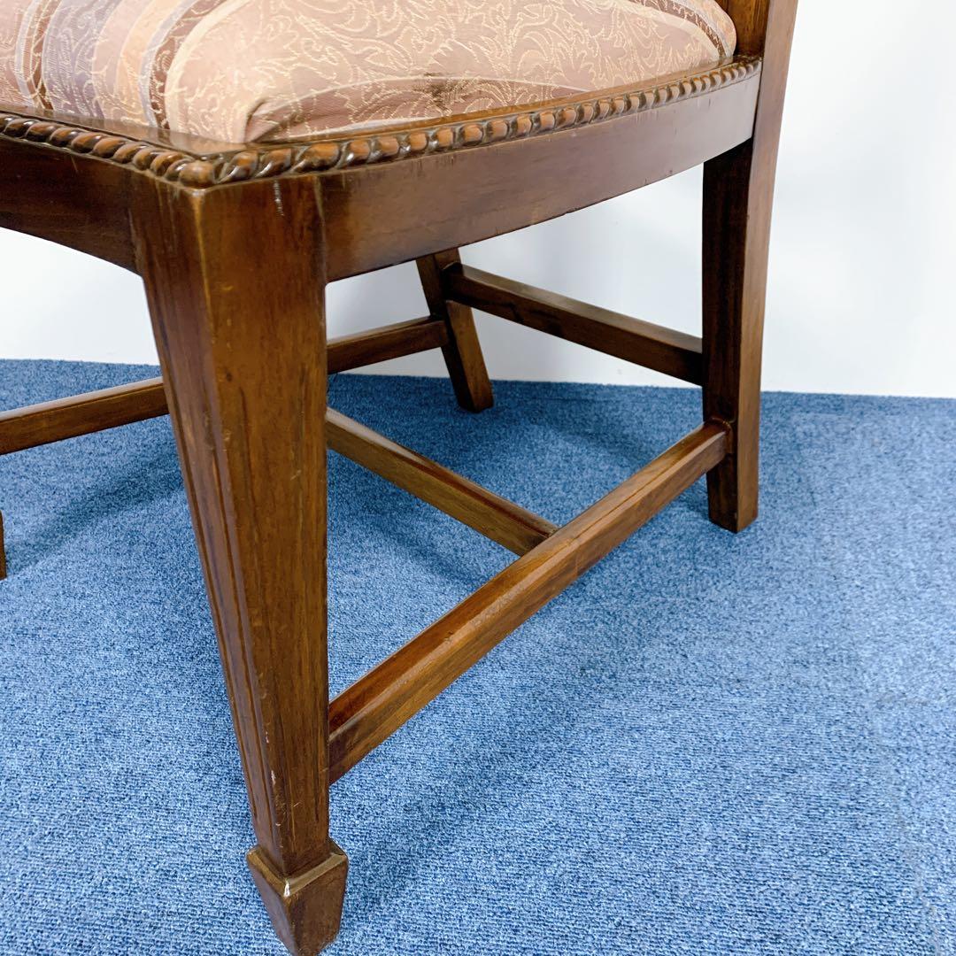 【美品】イギリス アンティーク調 木彫りダイニングチェア 彫刻