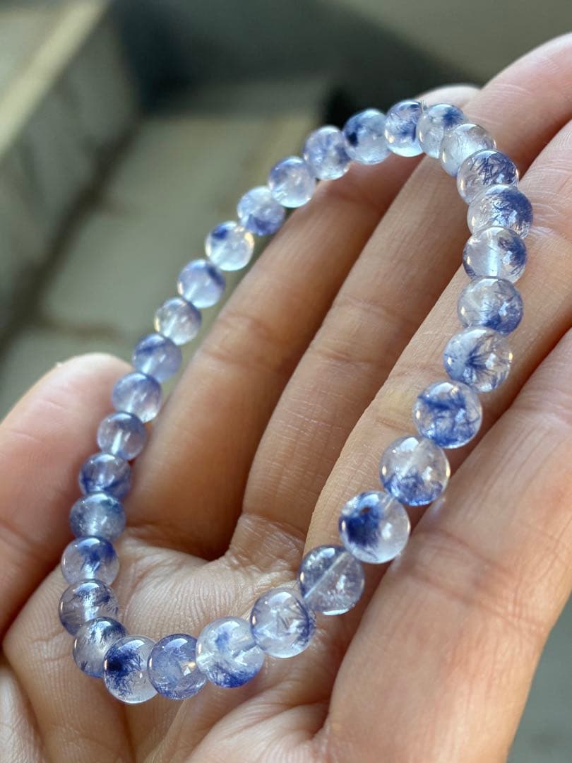 高品質✨高クリア＆濃針マダガスカル産デュモルチェライトインクォーツ　ブレスレット