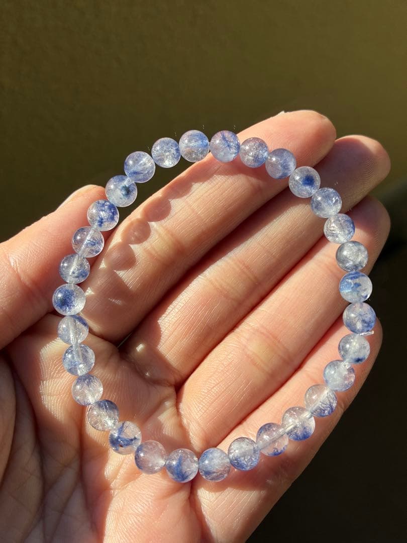 高品質✨高クリア＆濃針マダガスカル産デュモルチェライトインクォーツ　ブレスレット