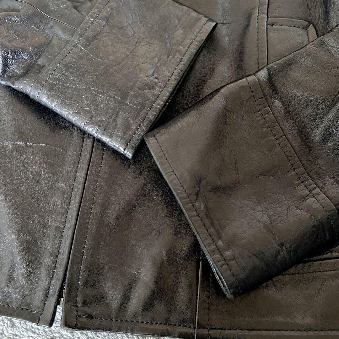 アンタイトル レザージャケット 羊革 ブルーフォックス リアルファー 極美品