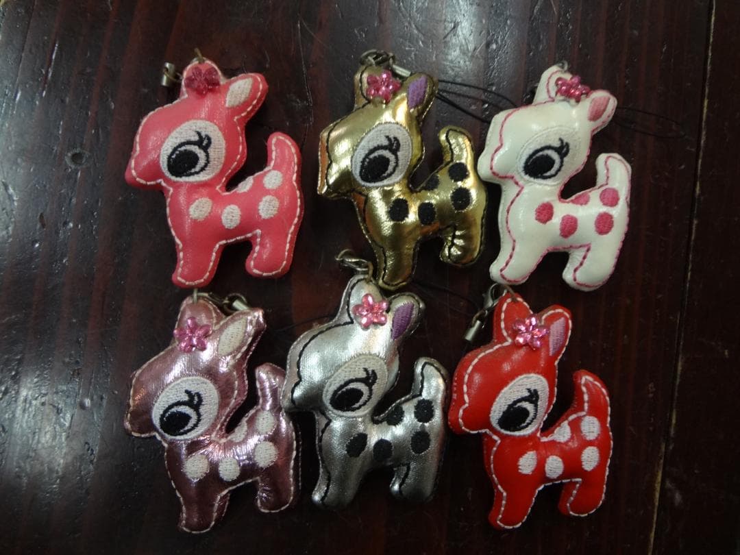 バンビ　ストラップ　６色セット●Ｊ＆Ｍハンドメイド   　金スマ