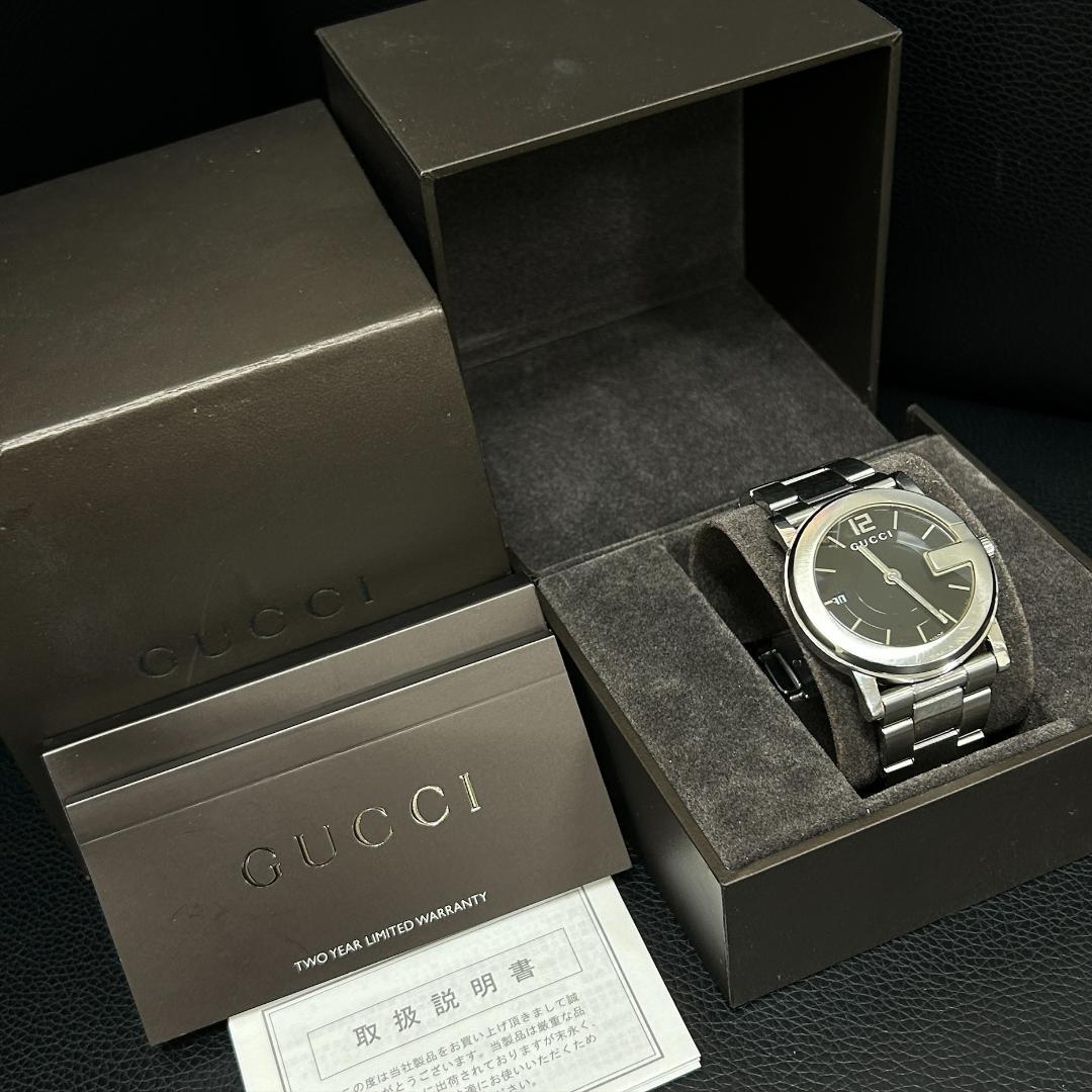 稼動品 グッチ GUCCI メンズ 腕時計 101J ブラック文字盤 クォーツ
