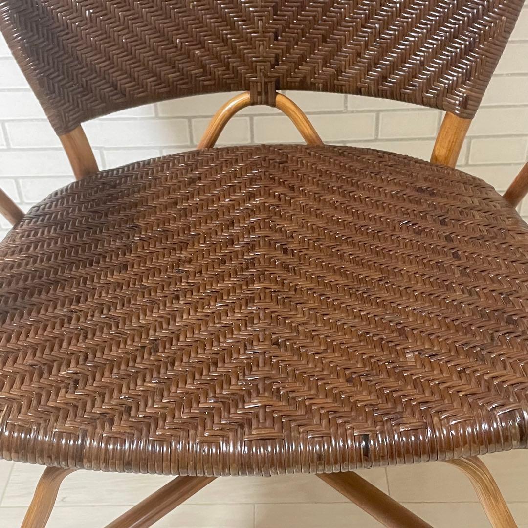 【美品】Kazama ラタンチェア ブラウン ダイニングチェア 籐椅子