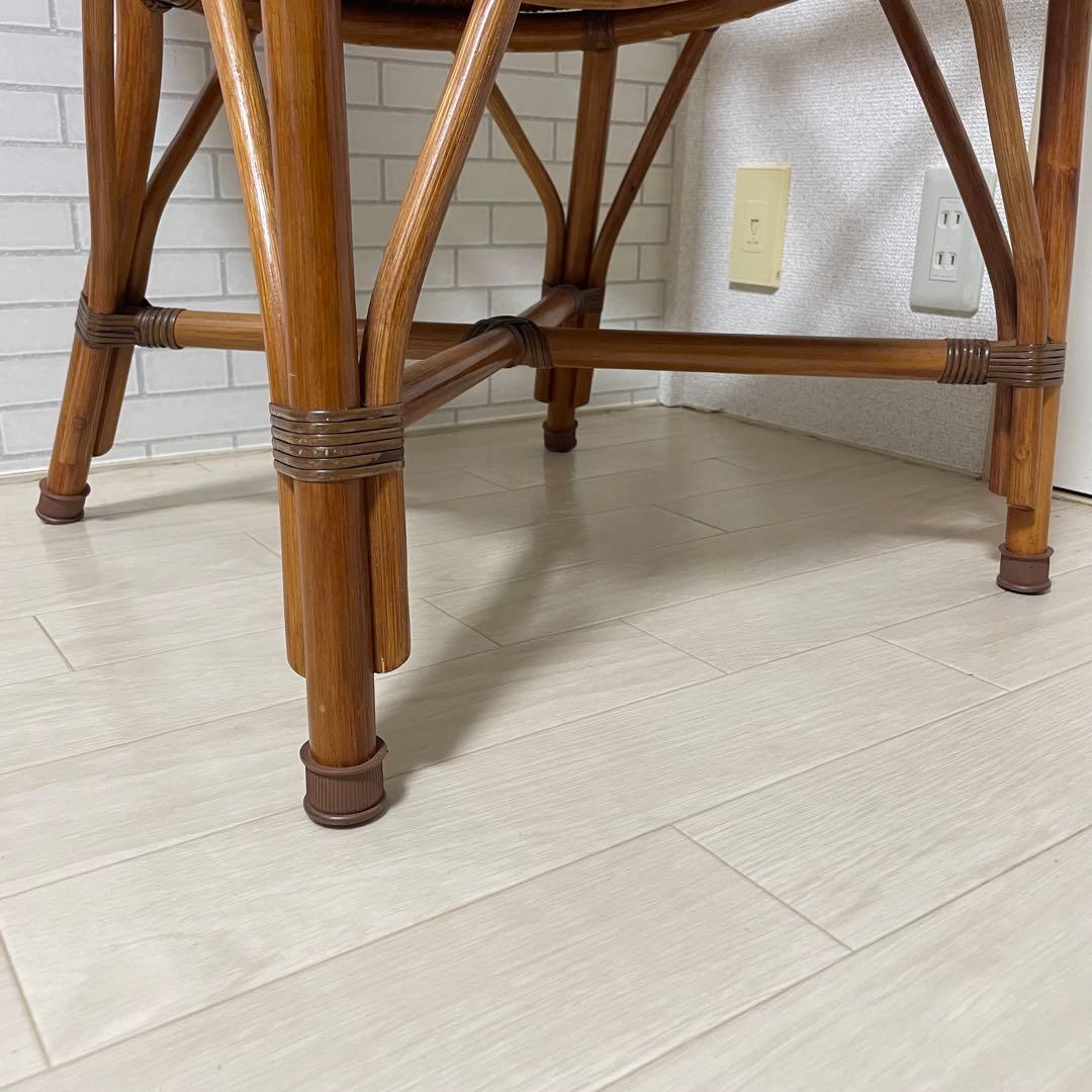 【美品】Kazama ラタンチェア ブラウン ダイニングチェア 籐椅子