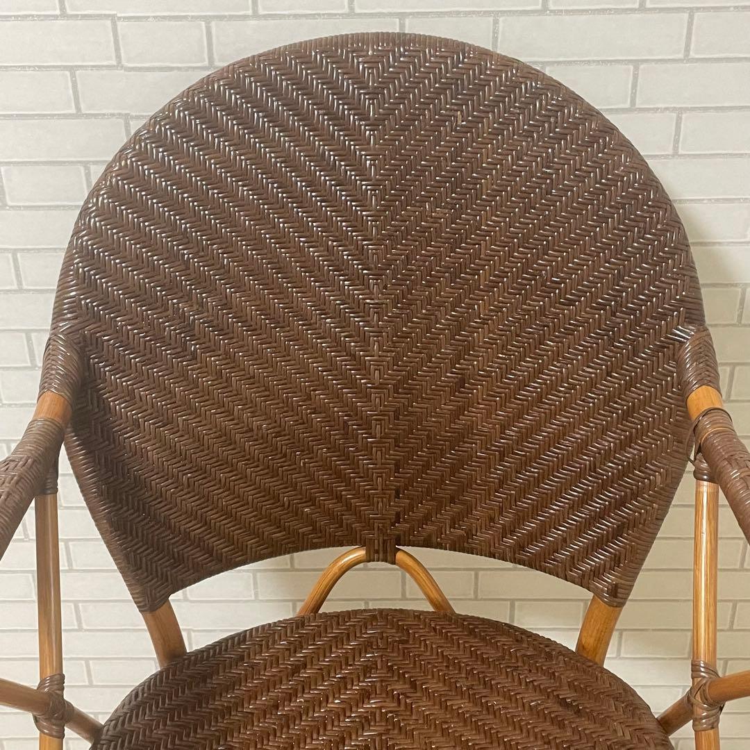 【美品】Kazama ラタンチェア ブラウン ダイニングチェア 籐椅子