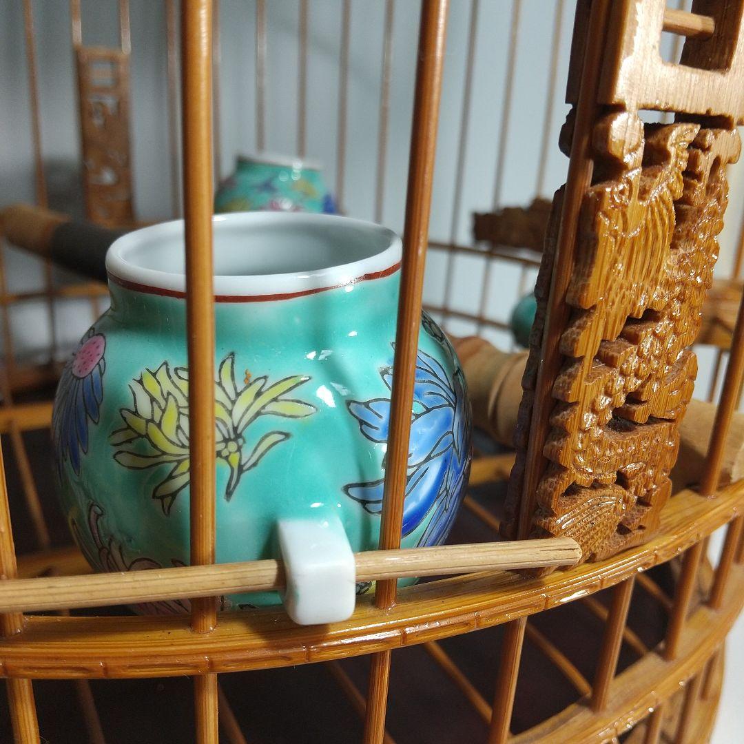 竹製 鳥籠 龍(ドラゴン)の透かし彫 38頭