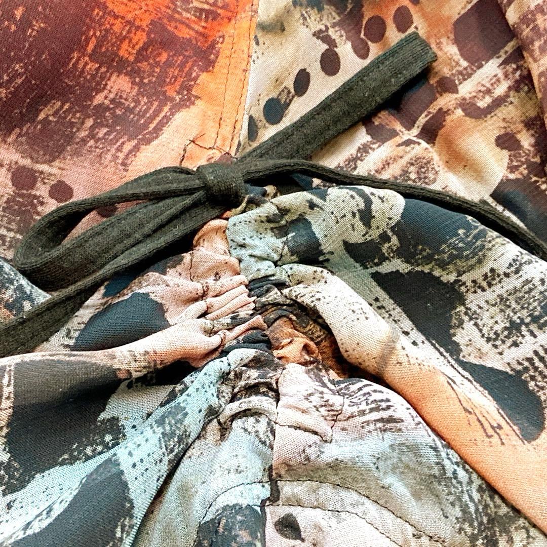 美品 エイココンドウ ロングコート ダブルジップ リボン ギャザー