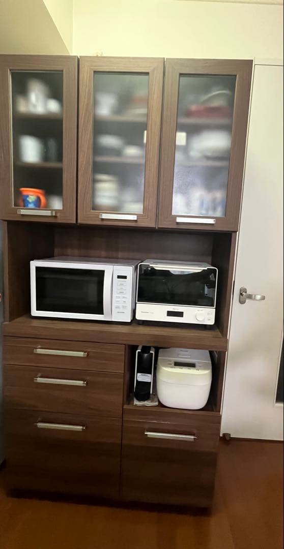 uky 送料込パモウナ 食器棚カップボード キッチンボード ウォールナット